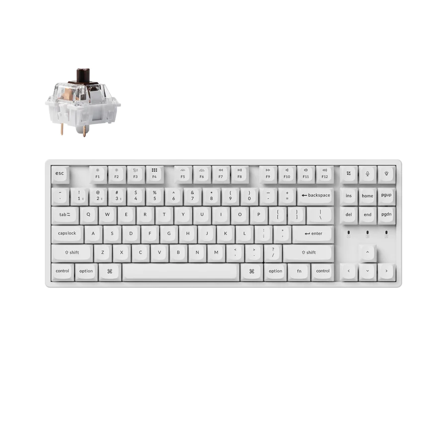Gaming Mechanical Keyboard Keychron K8 Pro White QMK/VIA TKL K Pro Brown Switch RGB Backlight Aluminium Frame