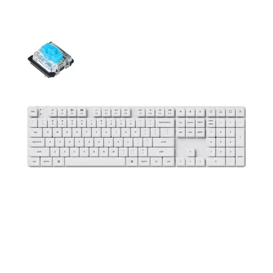 Gaming Mechanische Tastatur Keychron K5 Pro White QMK/VIA Full-Size Low-Profile Gateron Blue Switches RGB Hintergrundbeleuchtung