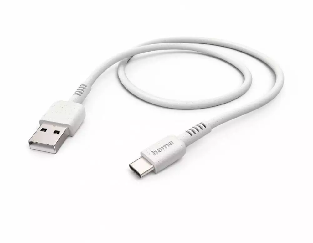 Cablu de încărcare HAMA "Eco", USB-A - USB-C, 1 m, alb