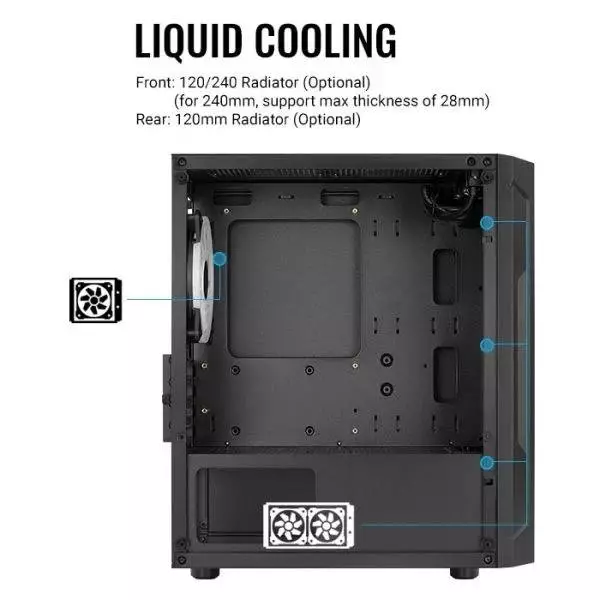 Кутия AeroCool Trinity Mini-G-BK-v3 Case mATX, 3 fans included, Tempered Glass