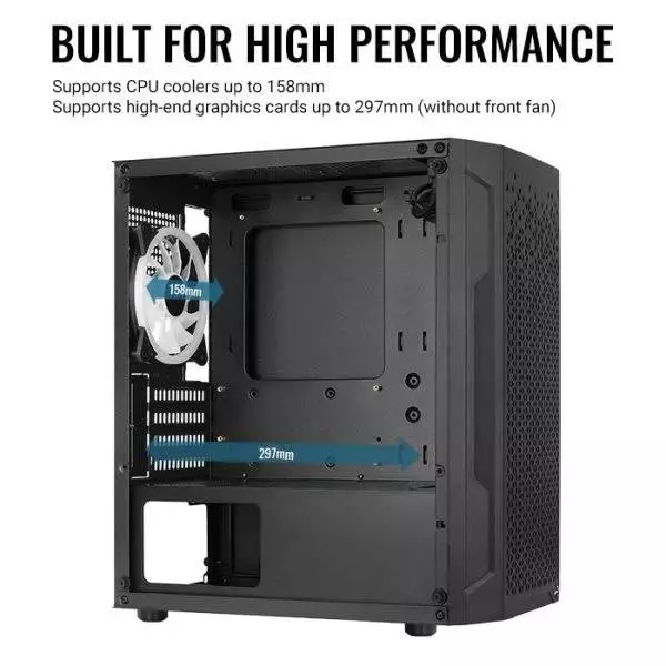 Кутия AeroCool Trinity Mini-G-BK-v3 Case mATX, 3 fans included, Tempered Glass