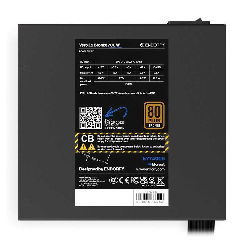 Захранване Endorfy Vero L5 Bronze 700W 80 Plus Bronze PSU - EY7A006