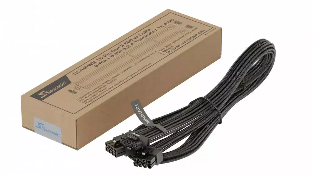 Кабел Seasonic 12VHPWR ATX 3.0 WATX16883EW - 16P-8P-8P/ 750mm