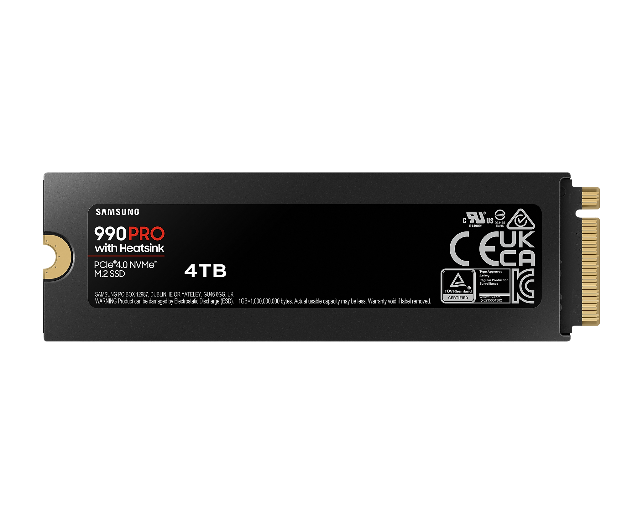 Disque SSD SAMSUNG 990 PRO avec Heatsink 4TB M.2 2280 NVMe PCIe Gen4x4 - MZ-V9P4T0CW