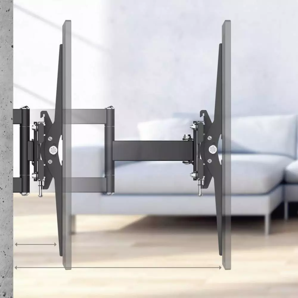 Стенна стойка Fullmotion TV, 32-65", регулируема, черна