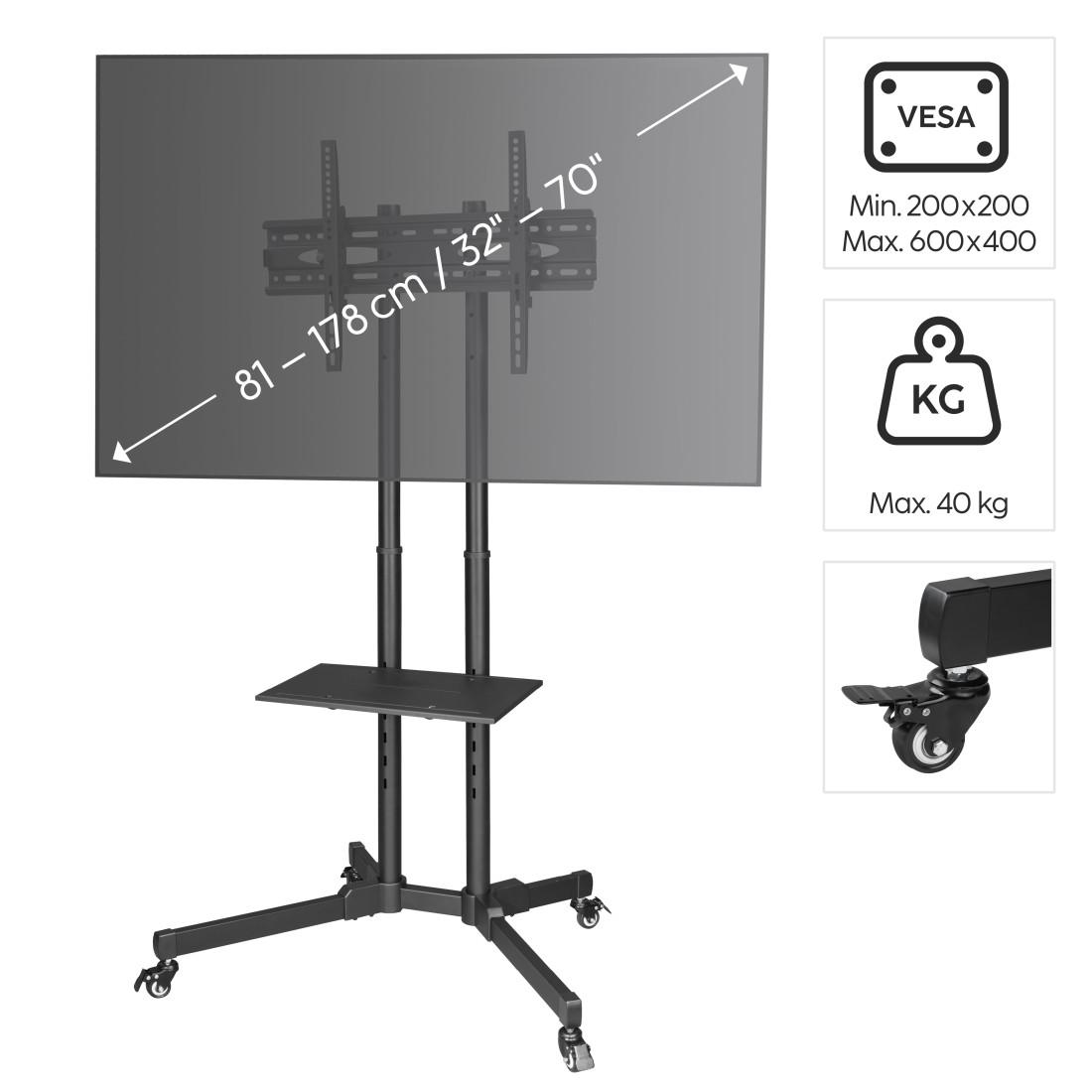 Мобилна стойка за TV HAMA Trolley , до 175см / 70"/ , черна, 600x400,на колела