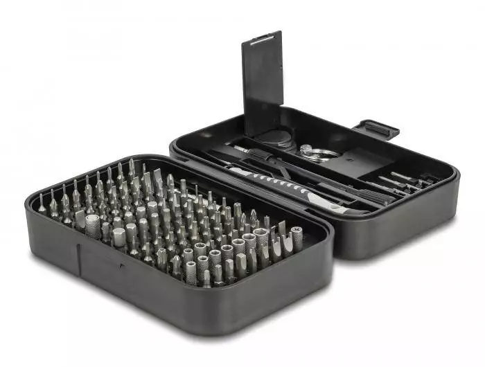 Комплект отвертки DeLock 64167, 130 части, S2, Калъф
