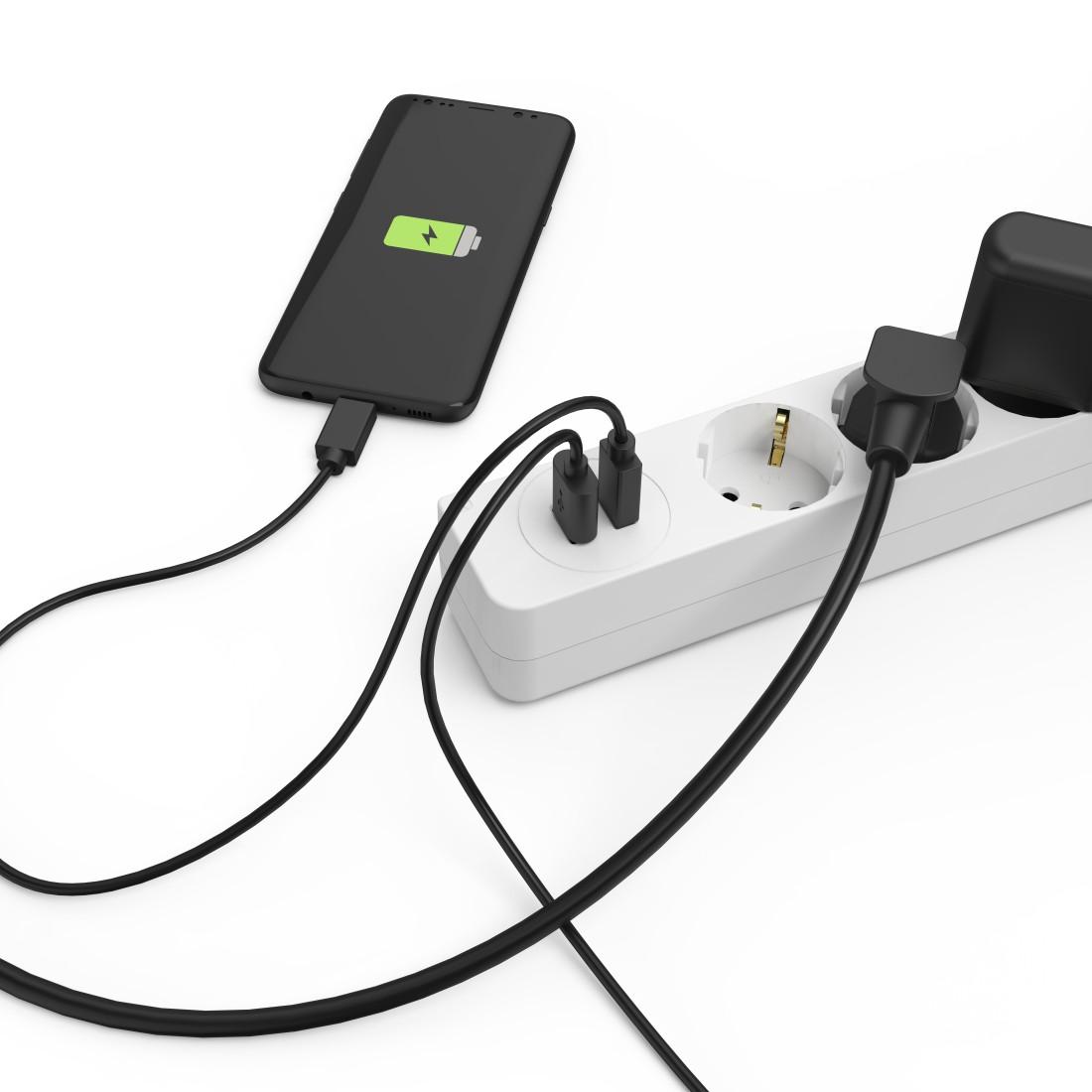 Multiprise HAMA USB 3.4A, 5 prises, 2x USB, 3400mA, 1.4m, 3680W, Blanc