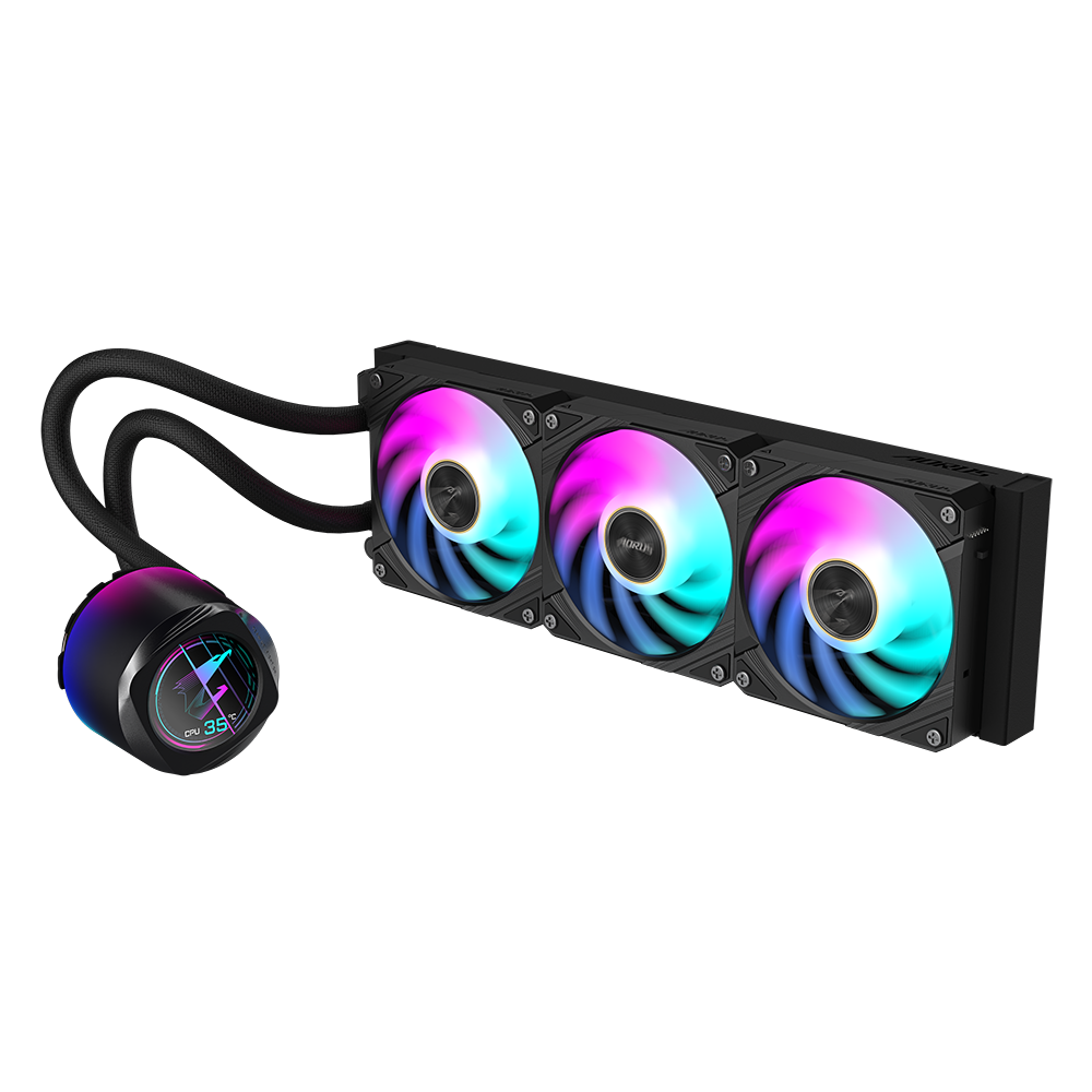 Воден охладител за процесор Gigabyte AORUS WATERFORCE X II 360 Black, LCD Display