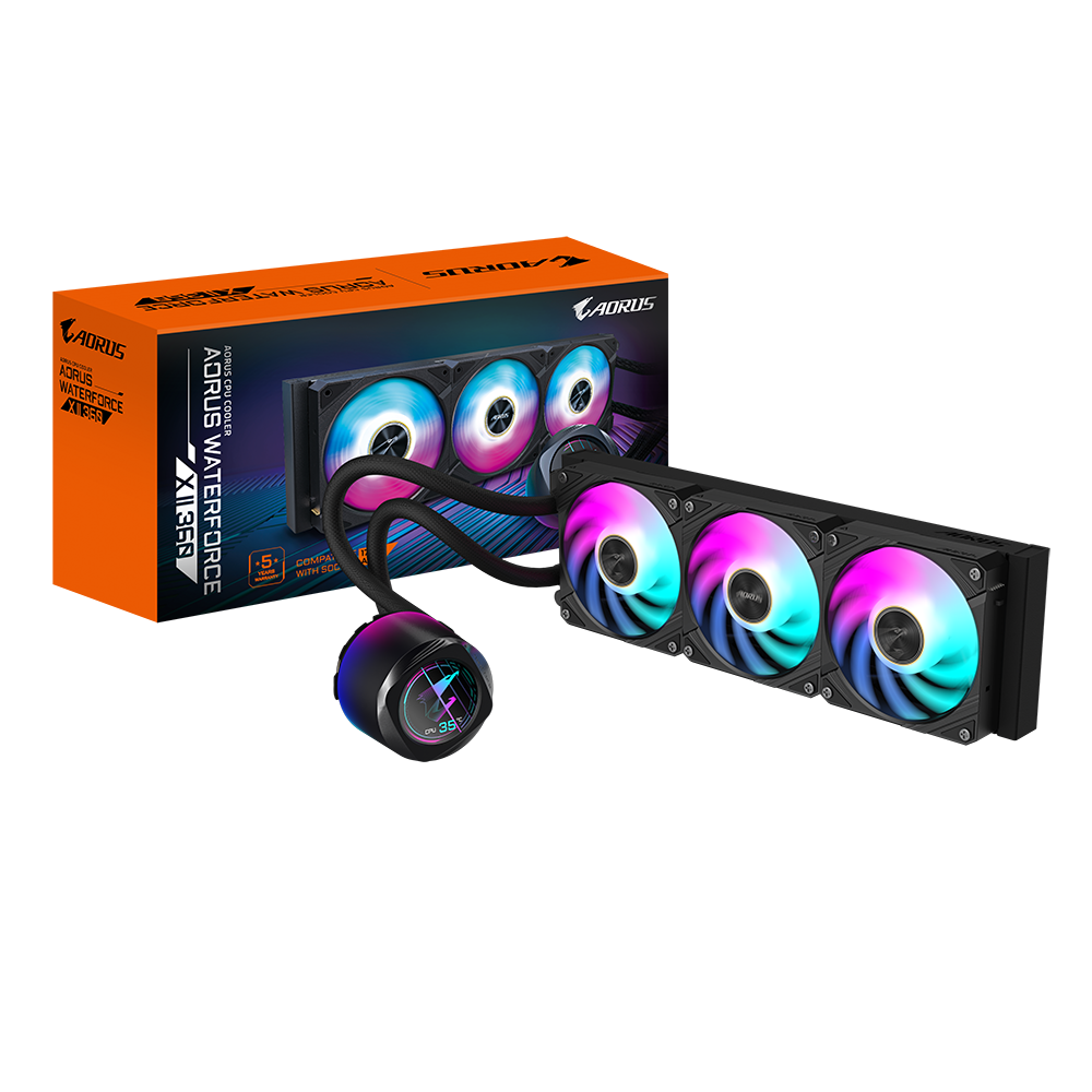 Воден охладител за процесор Gigabyte AORUS WATERFORCE X II 360 Black, LCD Display