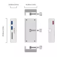 Orico хъб USB 3.0 HUB Clip Type 2 port, SD card reader - aux Micro-USB power input, Aluminum - MH2AC-U3-SV