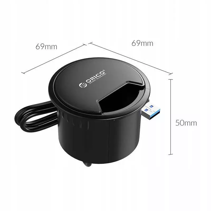 Orico хъб за бюро Desktop grommet USB 3.0 HUB, 4 port - DESK-4U-BK-BP
