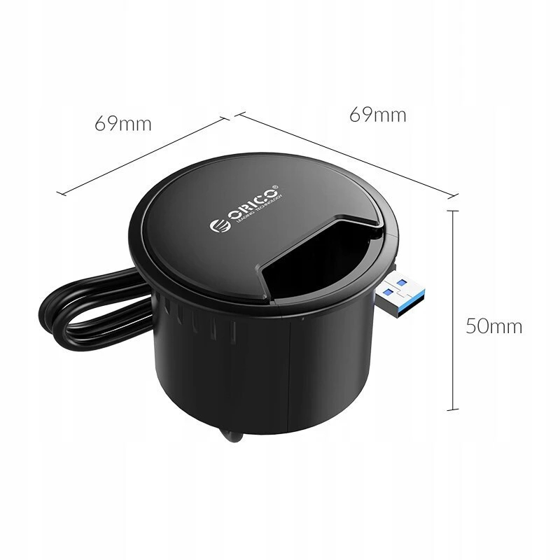 Orico хъб за бюро Desktop grommet USB 3.0 HUB, 4 port - DESK-4U-BK-BP
