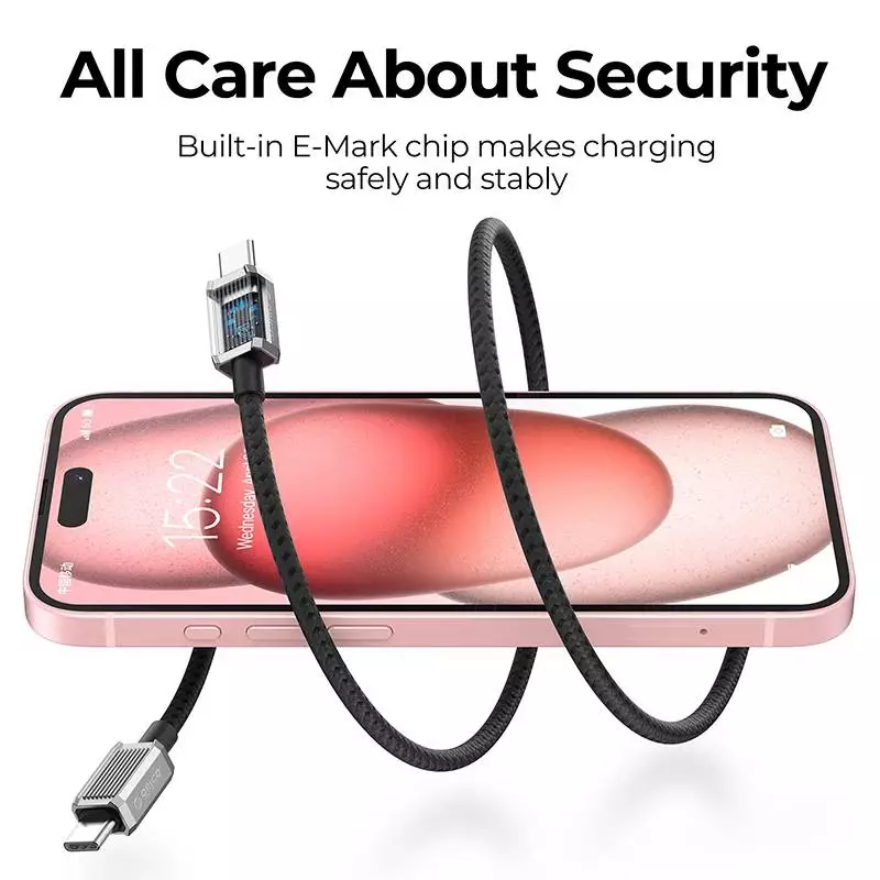 Orico кабел Cable USB C-to-C PD 60W Charging 1.0m Black - GQZ60-10-BK