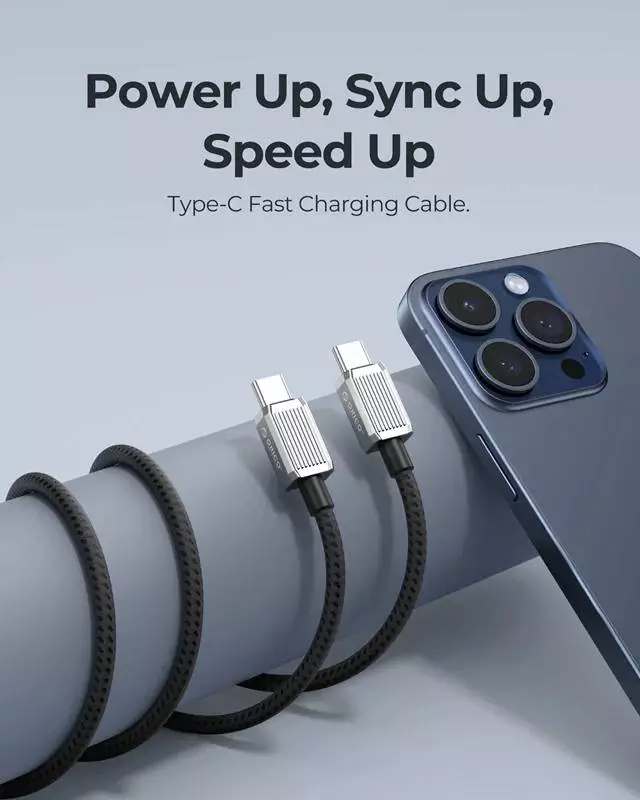 Orico кабел Cable USB C-to-C PD 100W Charging 1.0m Black - GQZ100-10-BK