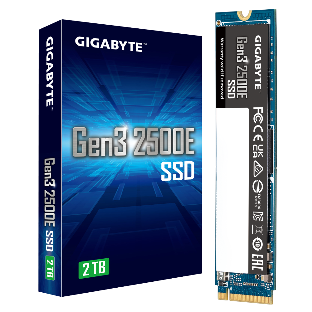 Диск SSD Gigabyte Gen3 2500E, 2TB, M.2 2280 NVMe PCIe Gen3x4