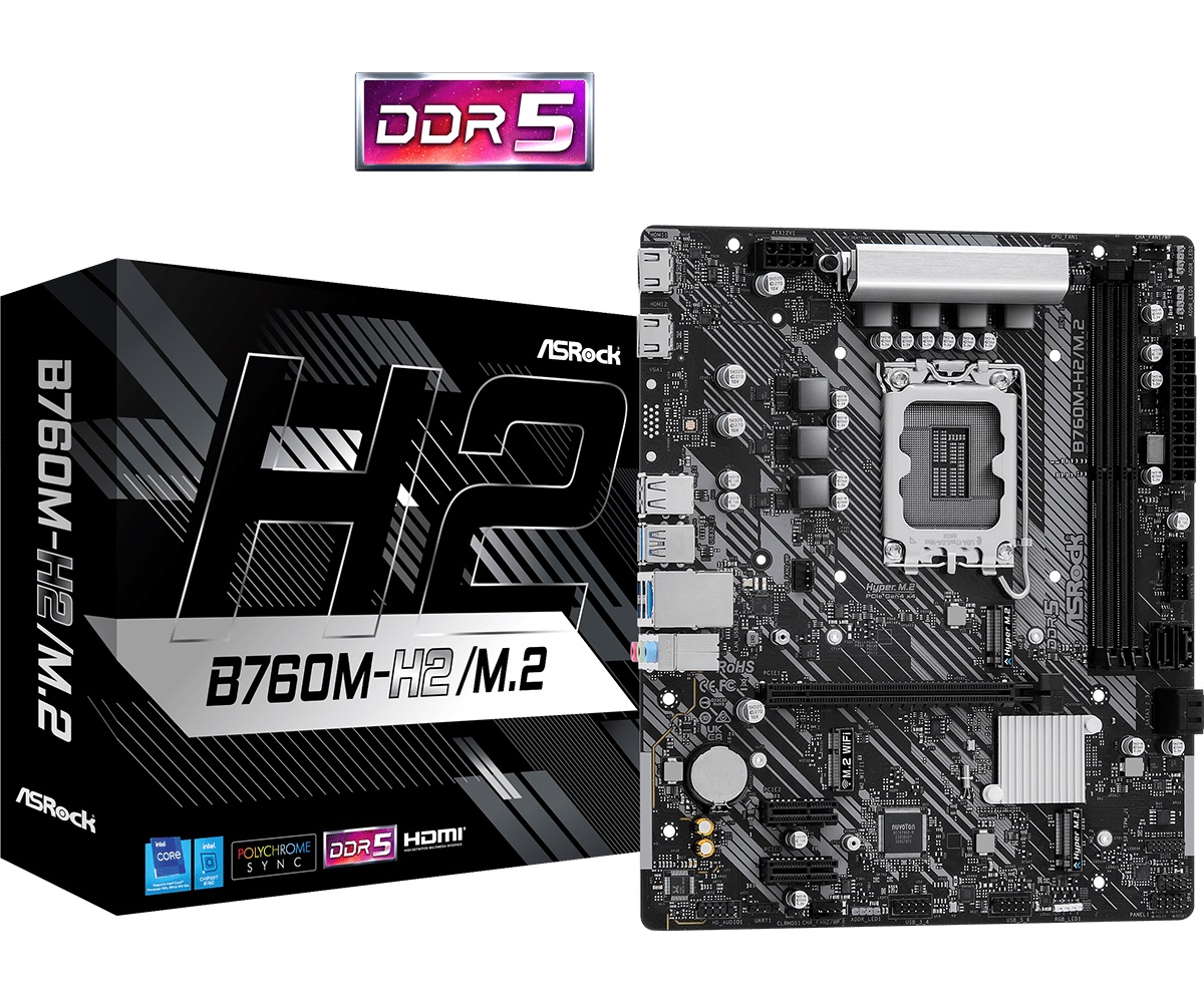 Дънна платка Asrock B760M-H2/M.2 LGA1700 DDR5