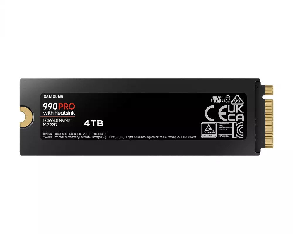 Диск SSD SAMSUNG 990 PRO с Heatsink 4TB М.2 2280 NVMe PCIe Gen4x4 - MZ-V9P4T0GW