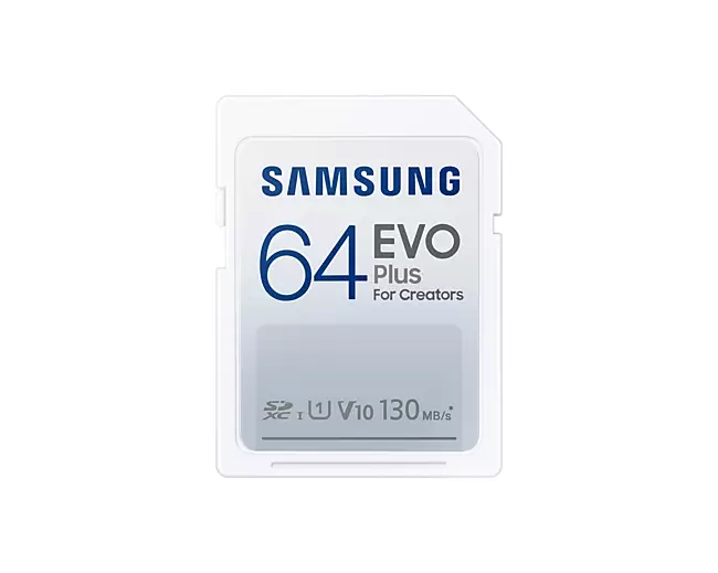 Карта памет Samsung EVO Plus, SD Card, 64GB, Бяла