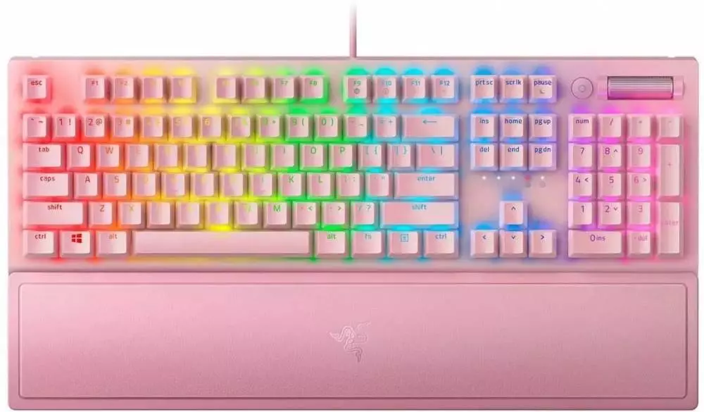 Геймърска клавиатура Razer BlackWidow V3 (Green Switch) Quartz (pink) US Layout - RZ03-03541800-R3M1