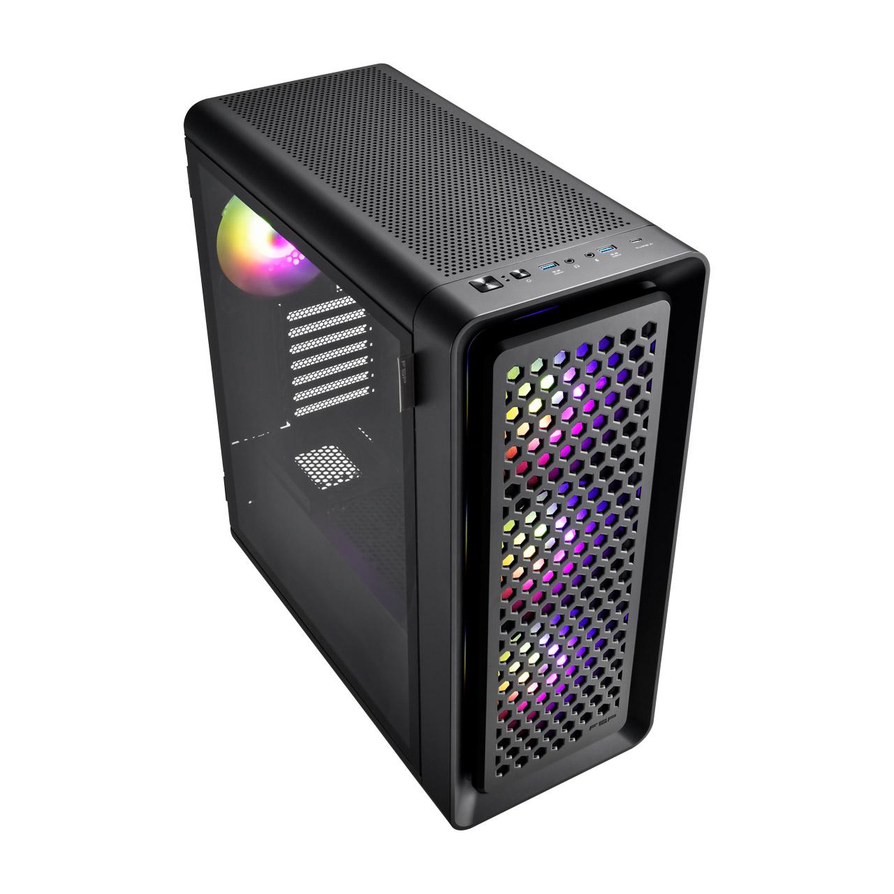Кутия FSP CUT593 ATX Ultra-Tower, Type-C, 4 x ARGB 140mm, Черна - POC0000204