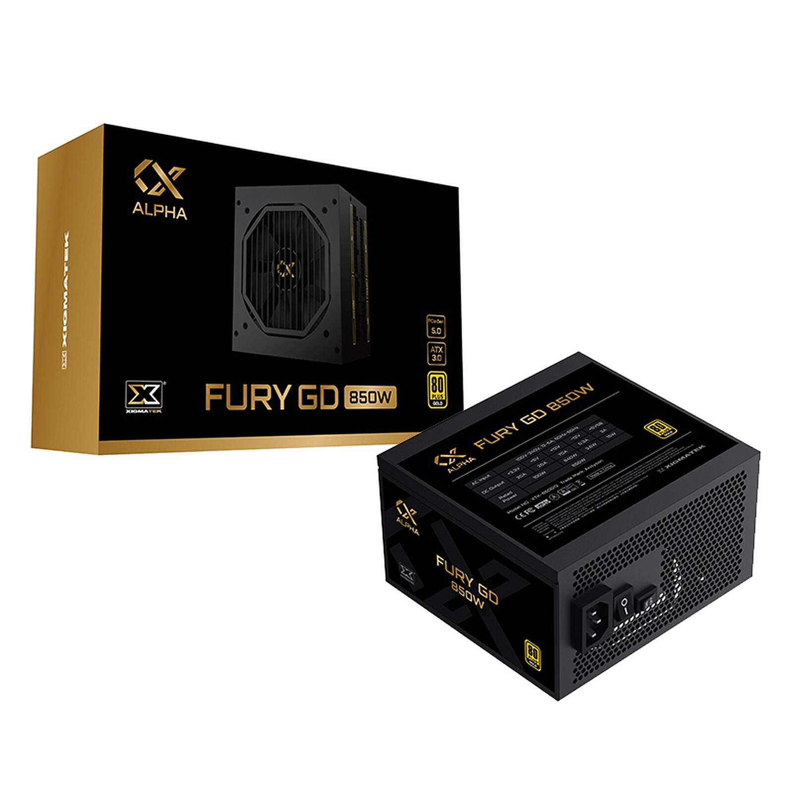 Захранване Xigmatek Fury GD 850W 80 Plus Gold PSU ATX 3.0, PCIe 5.0