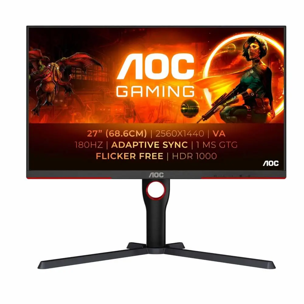 Монитор AOC Q27G3XMN/BK, 27", IPS MiniLED, QHD 2560x1440, 180Hz, 1ms, HDR1000, Adaptive Sync
