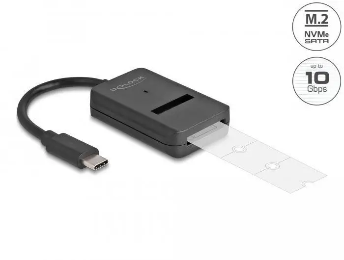 Конвертор Delock, USB-C - M.2 NVMe PCIe / SATA SSD, 10 Gbps