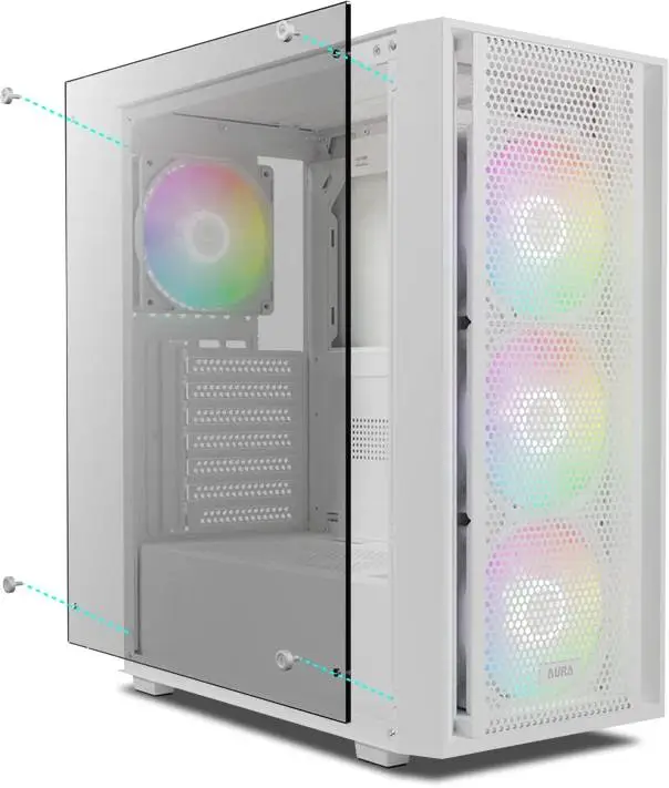 Кутия Gamdias AURA GC2 Elite White Case ATX Mesh RGB Tempered Glass
