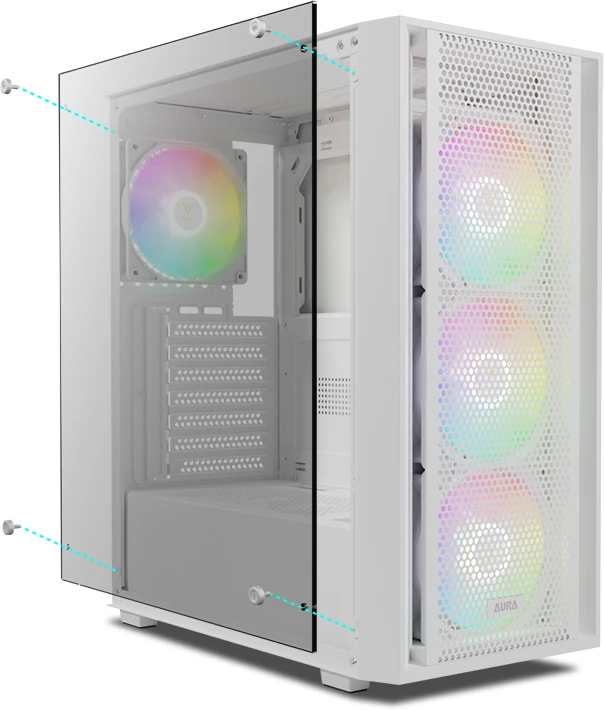 Кутия Gamdias AURA GC2 Elite White Case ATX Mesh RGB Tempered Glass