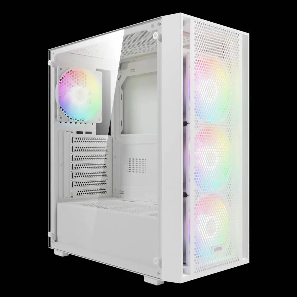 Кутия Gamdias AURA GC2 Elite White Case ATX Mesh RGB Tempered Glass