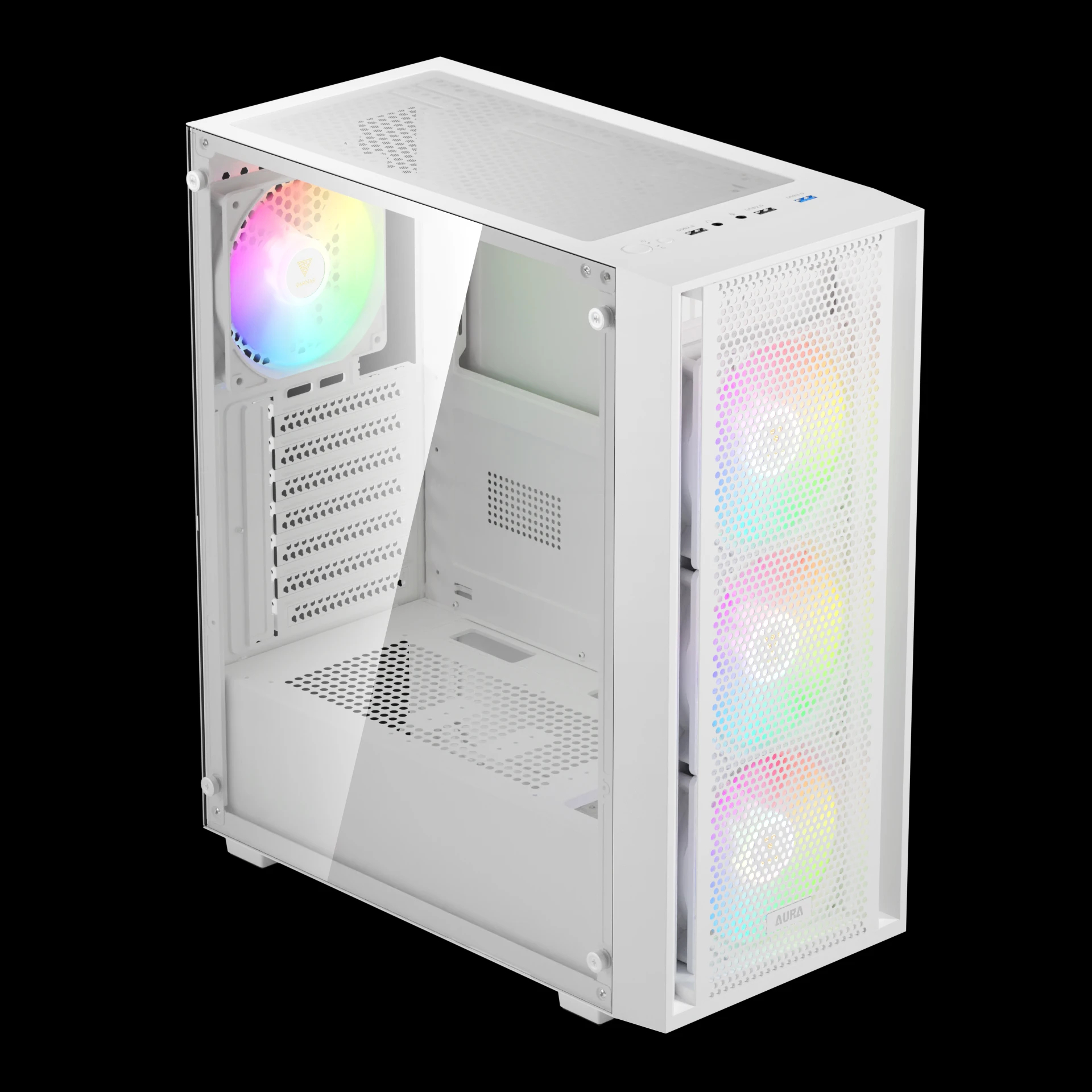 Кутия Gamdias AURA GC2 Elite White Case ATX Mesh RGB Tempered Glass