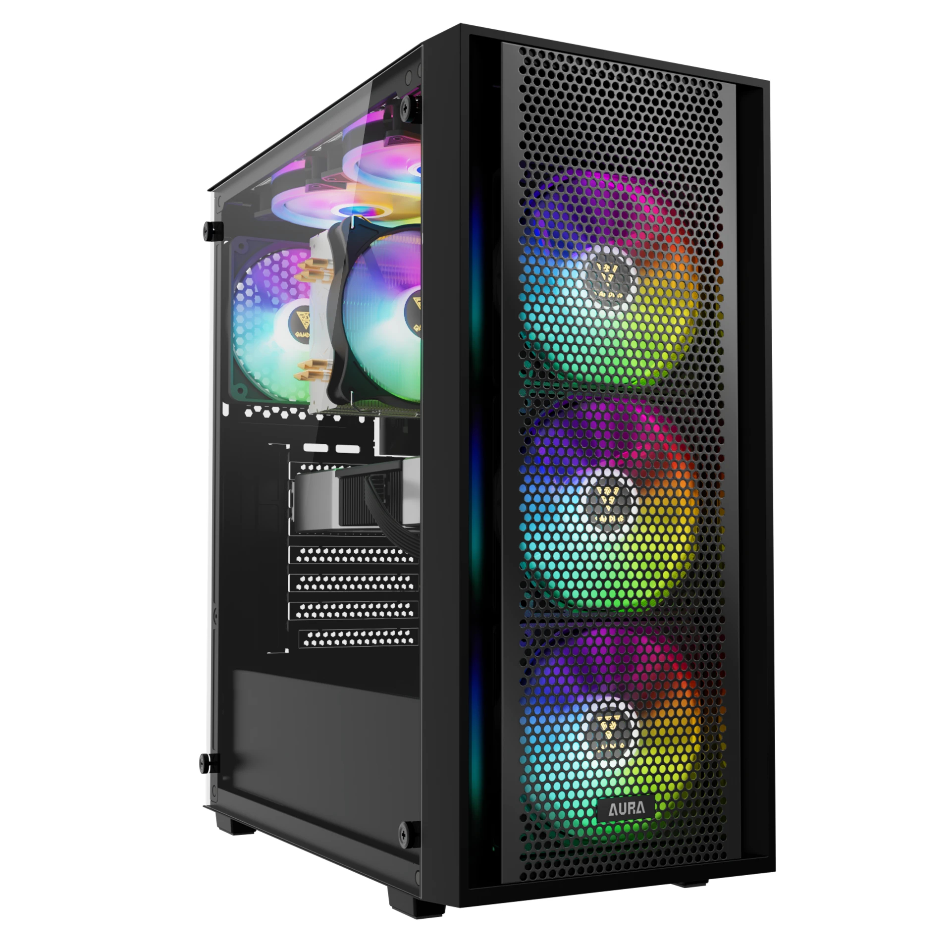Кутия Gamdias AURA GC2 Elite Black Case ATX Mesh RGB Tempered Glass