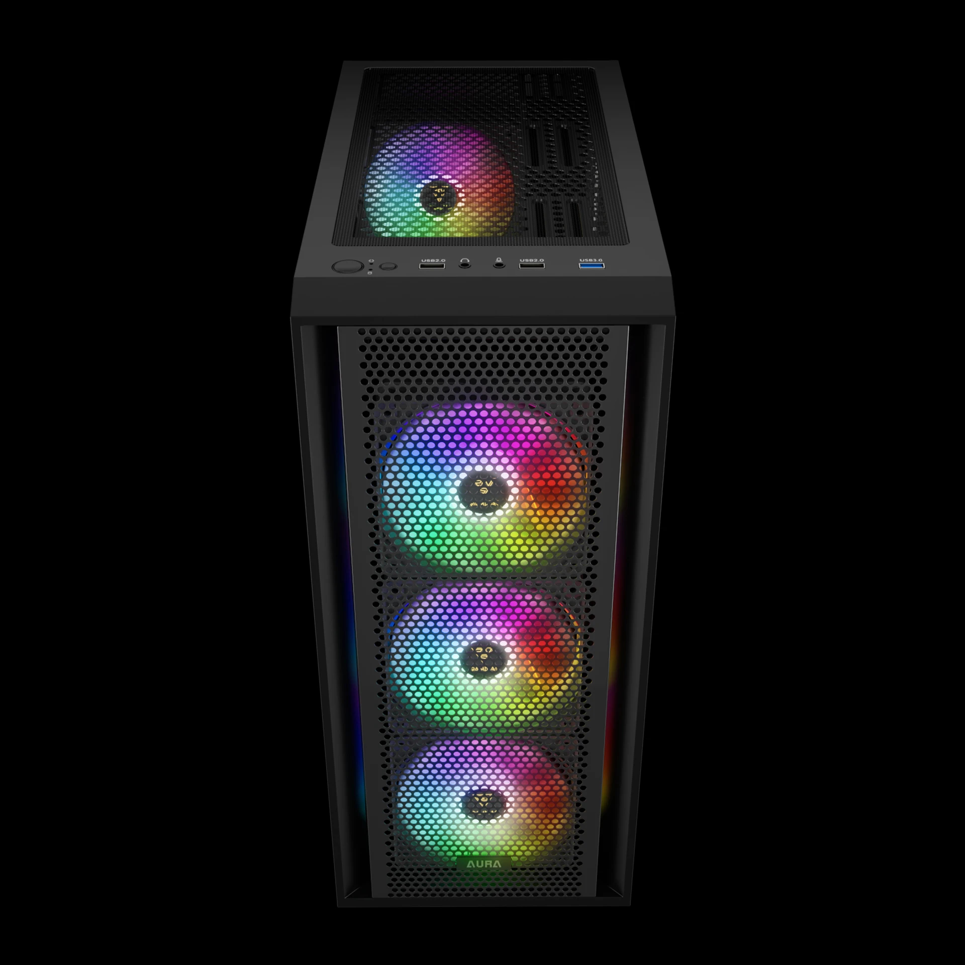 Кутия Gamdias AURA GC2 Elite Black Case ATX Mesh RGB Tempered Glass