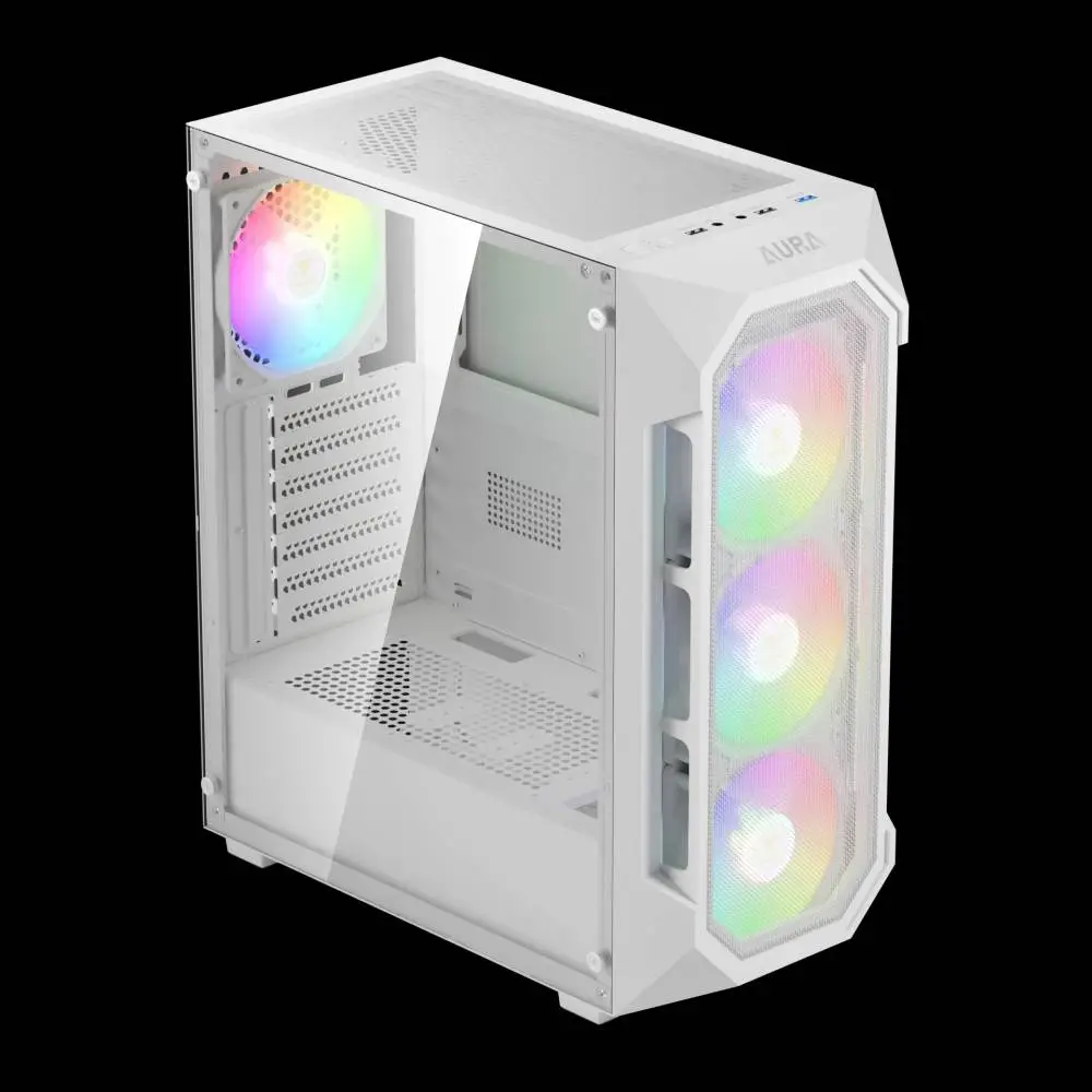 Кутия Gamdias AURA GC1 Elite White Case ATX Mesh RGB Tempered Glass