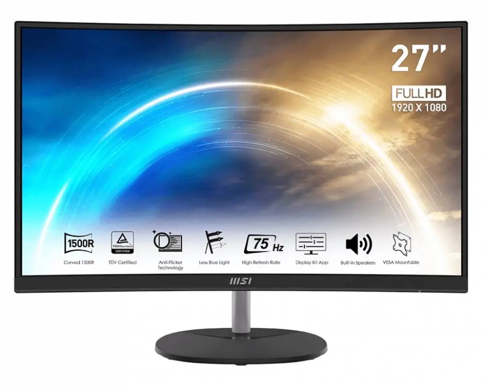 Монитор MSI PRO MP271CA 27", VA Curved, FHD 1920x1080, 75Hz, 1ms, HDMI, DP, 2x2W