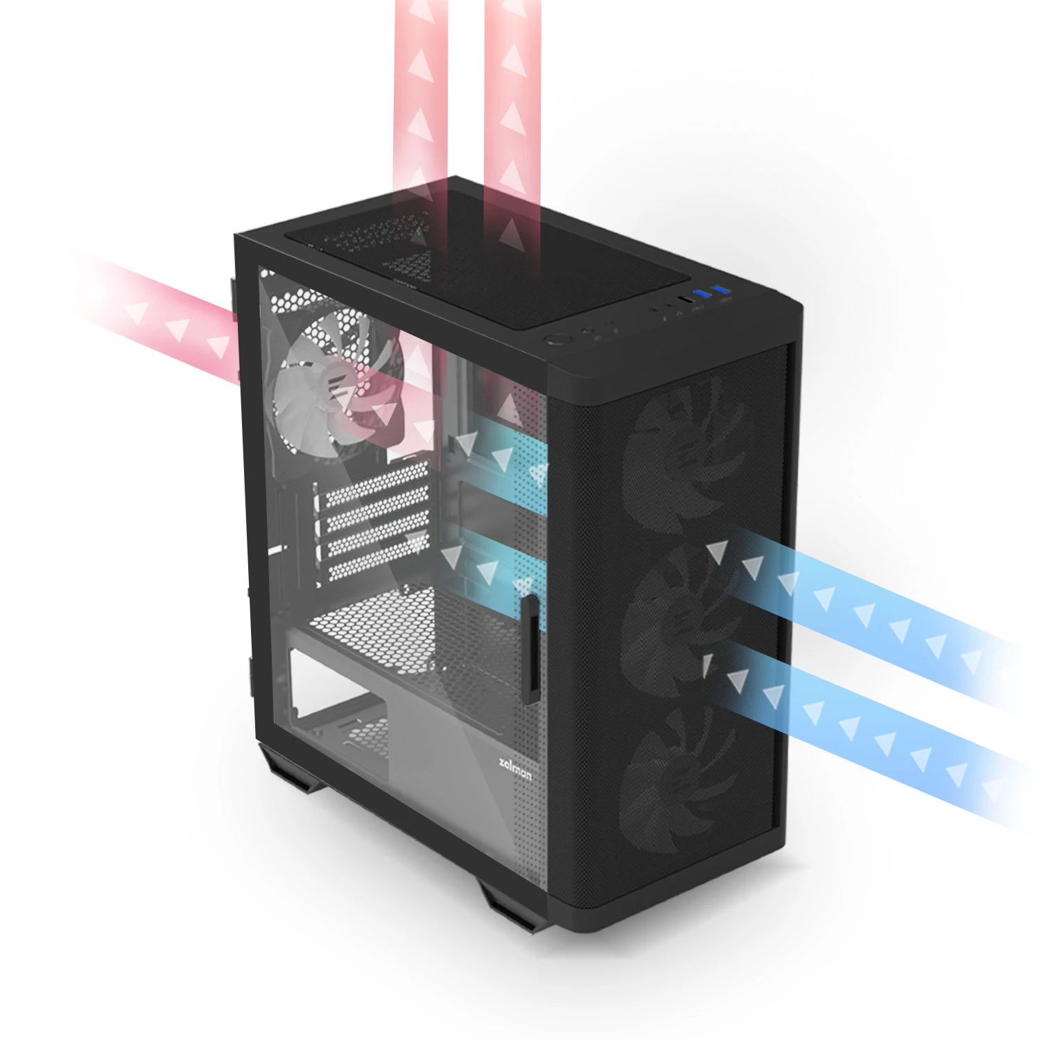 Кутия Zalman M4 Black Addressable RGB Case mATX, Tempered Glass, 4 fans included