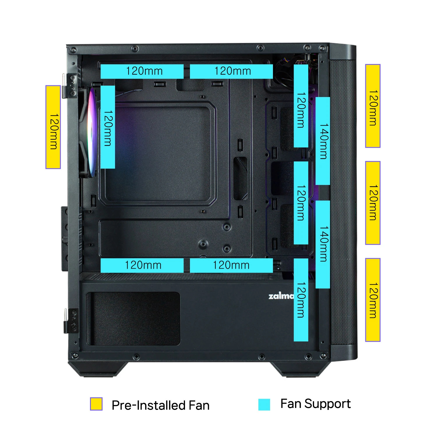 Кутия Zalman M4 Black Addressable RGB Case mATX, Tempered Glass, 4 fans included