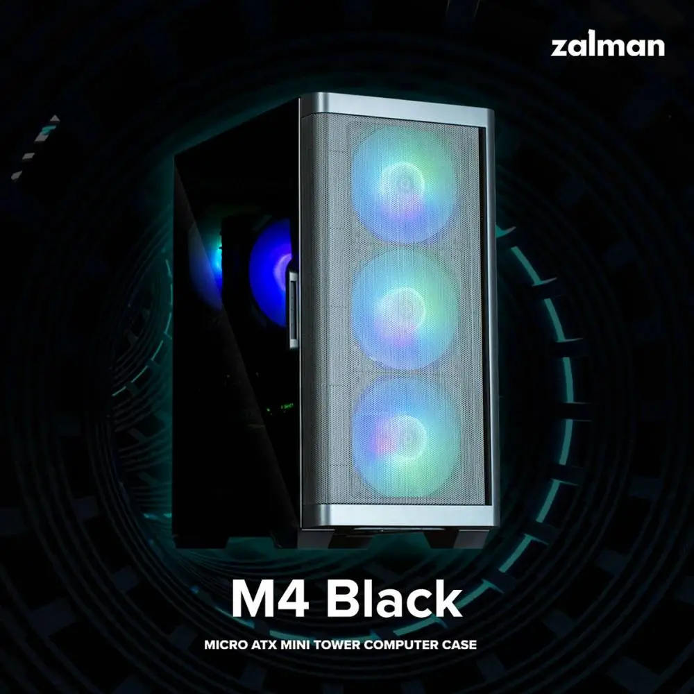 Кутия Zalman M4 Black Addressable RGB Case mATX, Tempered Glass, 4 fans included