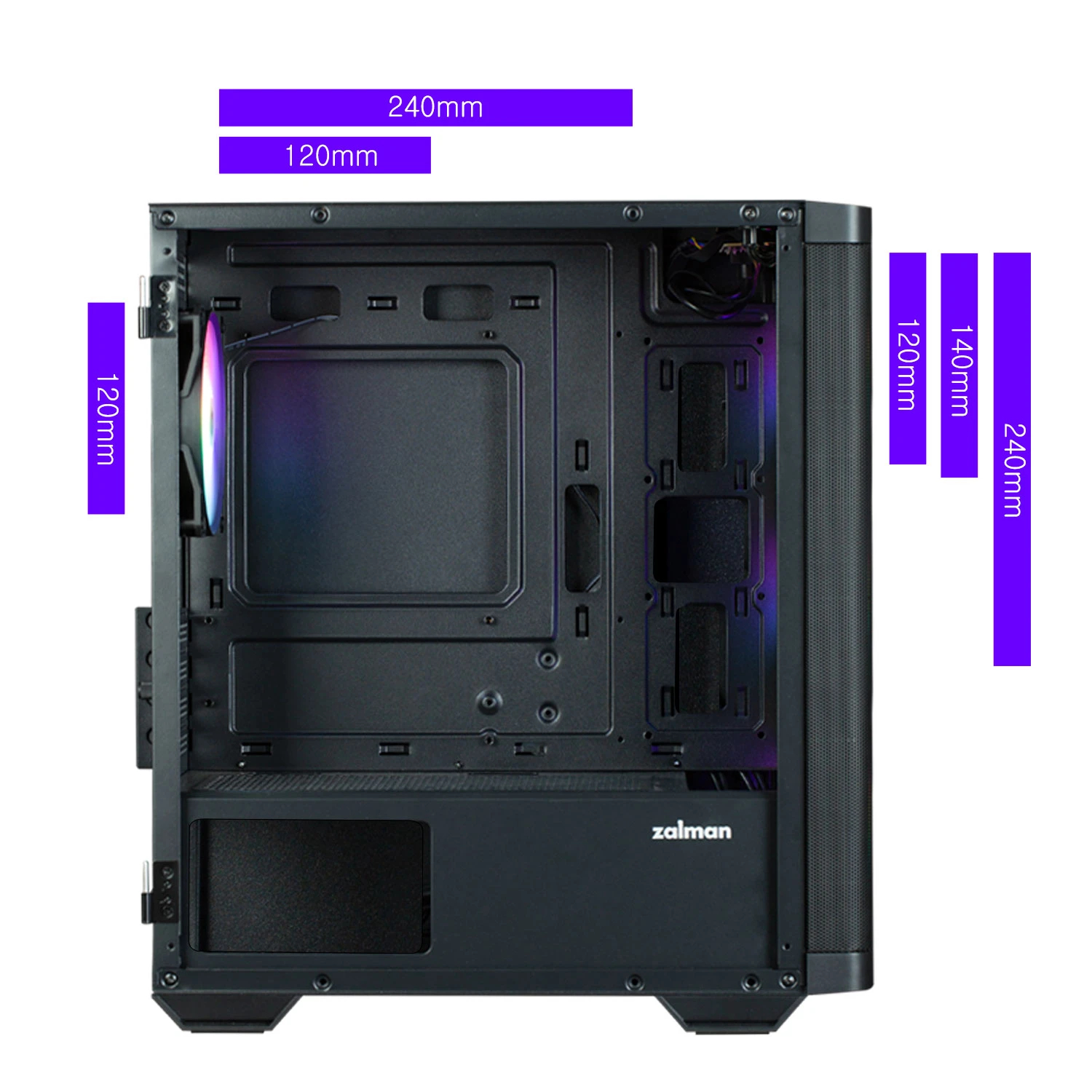 Кутия Zalman M4 Black Addressable RGB Case mATX, Tempered Glass, 4 fans included