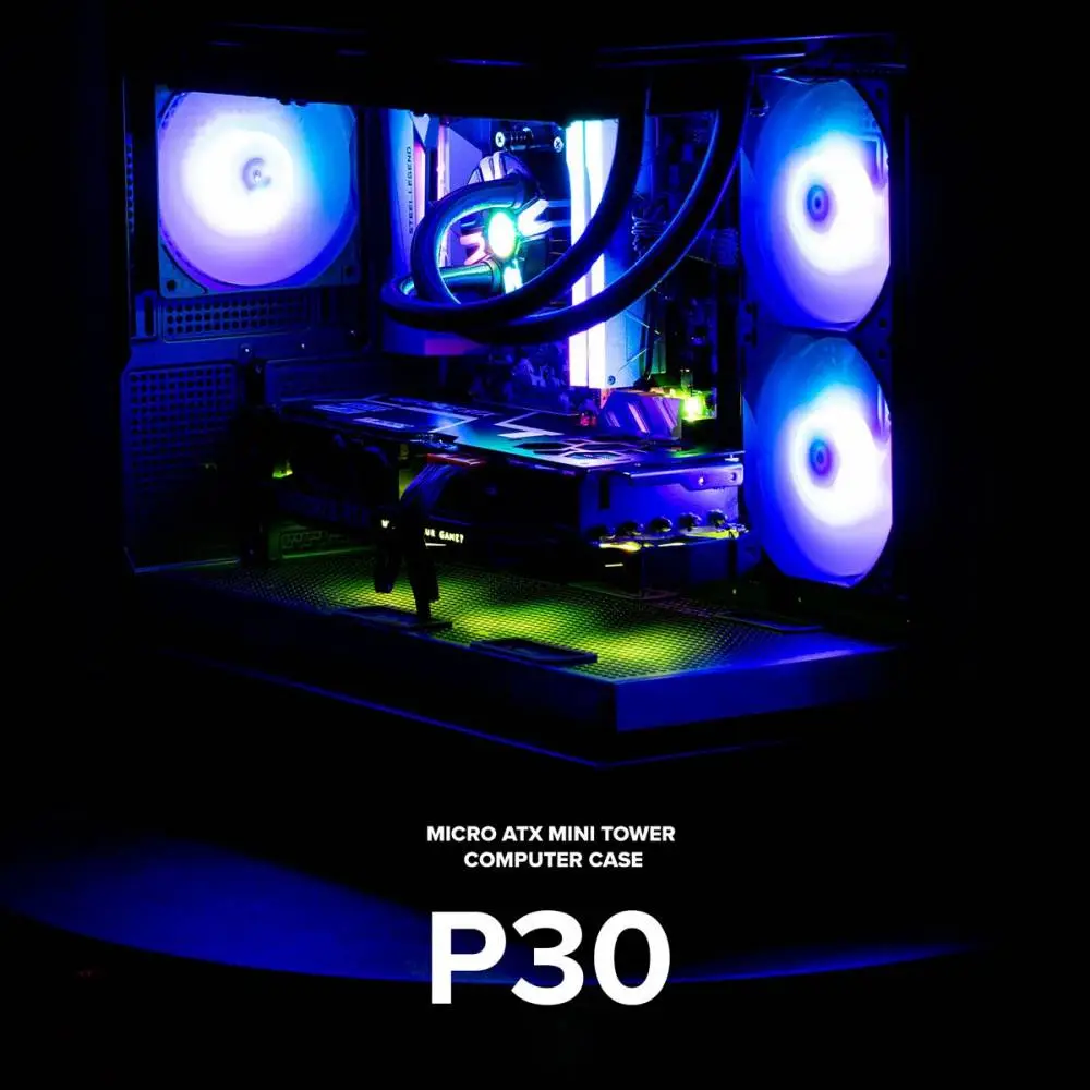 Кутия Zalman P30 Black aRGB Case mATX Tempered Glass