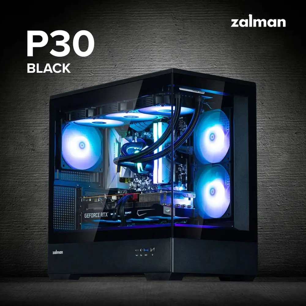 Кутия Zalman P30 Black aRGB Case mATX Tempered Glass