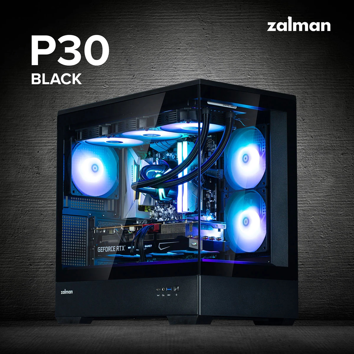 Кутия Zalman P30 Black aRGB Case mATX Tempered Glass