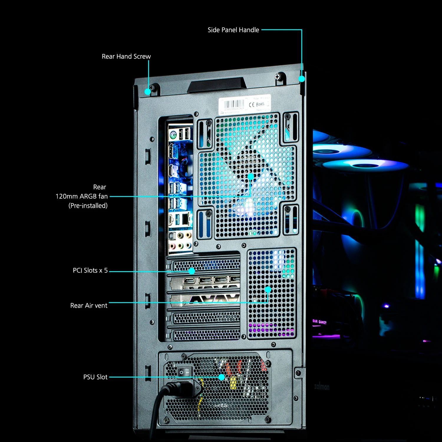 Кутия Zalman P30 Black aRGB Case mATX Tempered Glass