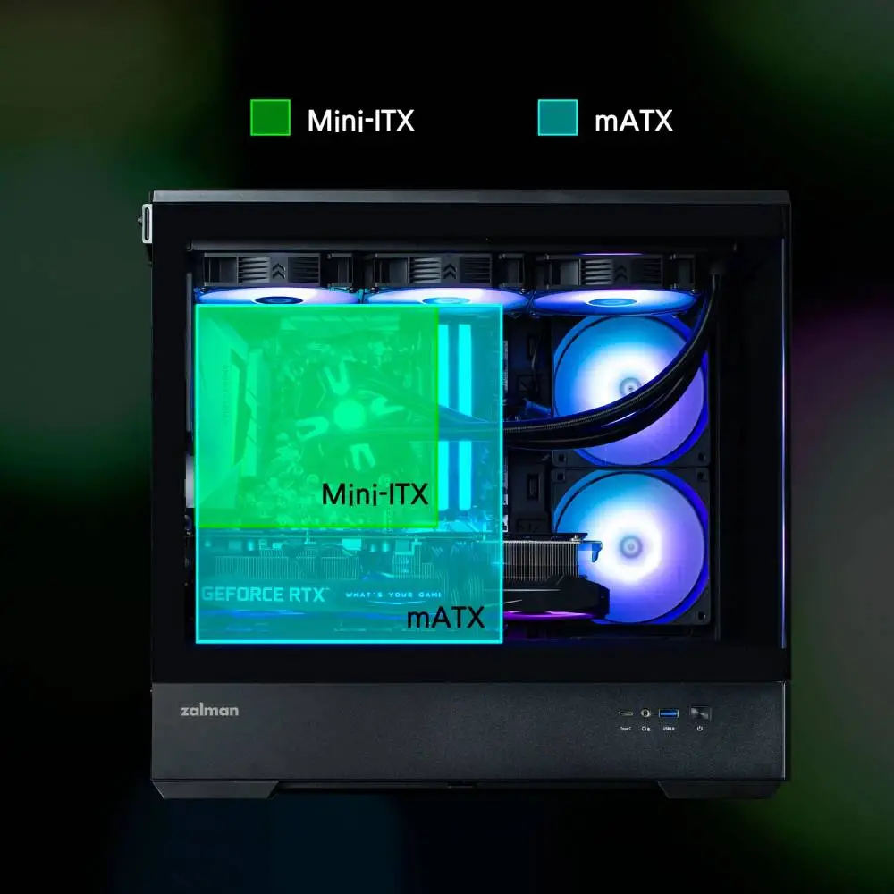 Кутия Zalman P30 Black aRGB Case mATX Tempered Glass