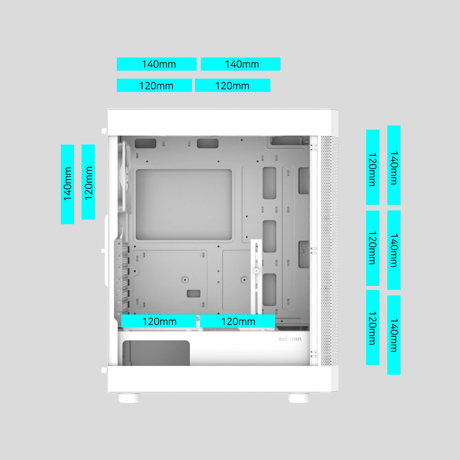 Кутия Zalman I4 White Full Mesh Case ATX, 6 fans included
