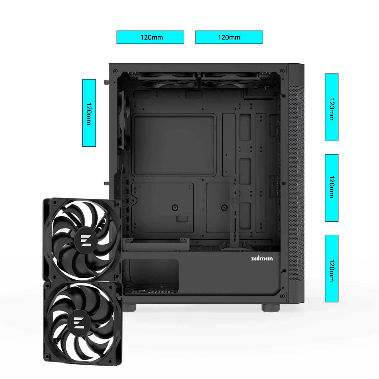Кутия Zalman I4 Black Full Mesh Case ATX, 6 fans included