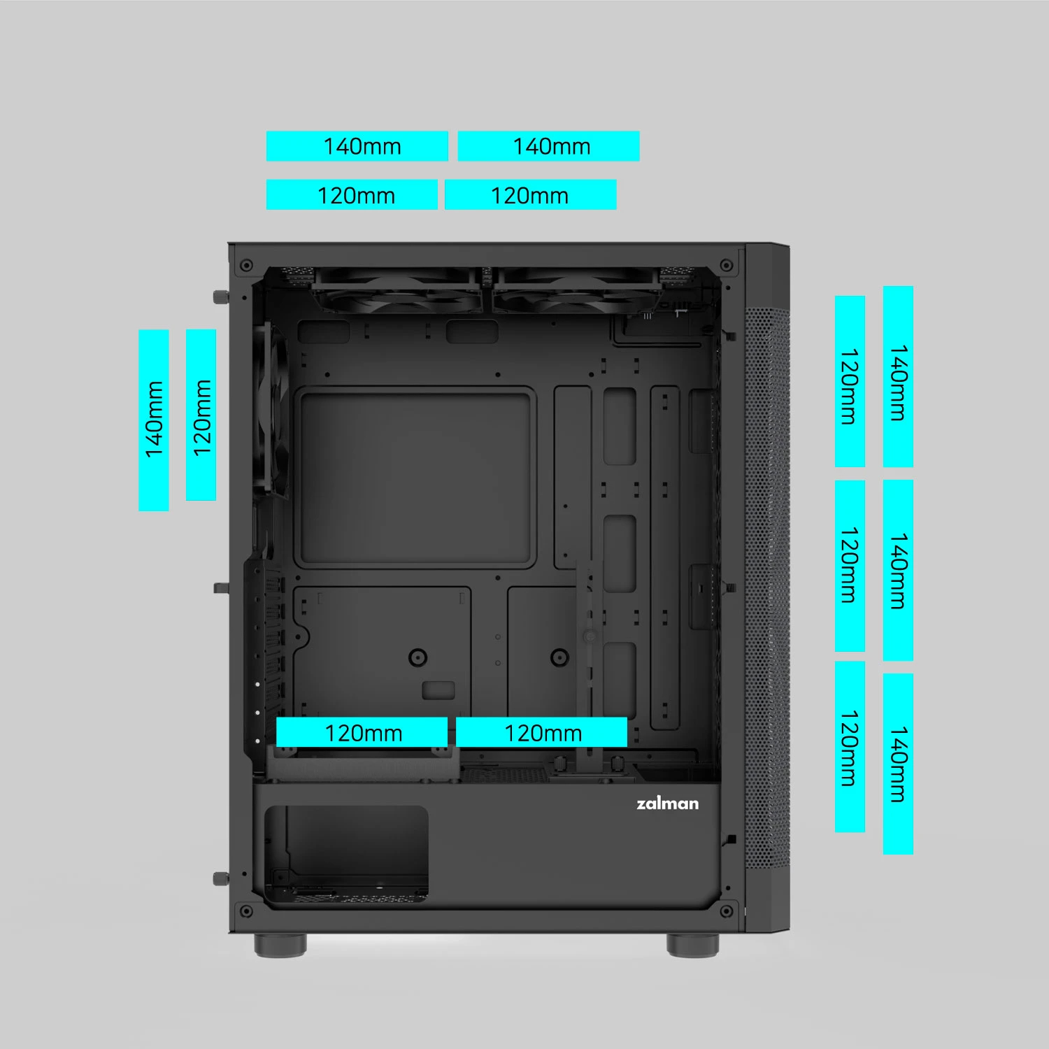 Кутия Zalman I4 Black Full Mesh Case ATX, 6 fans included