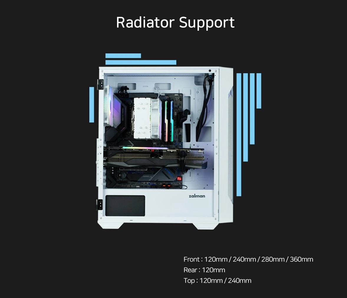 Кутия Zalman I3 NEO TG White aRGB Case ATX Tempered Glass