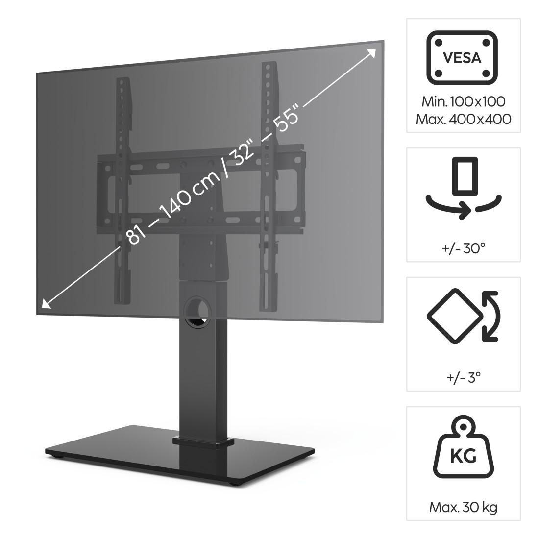 Стойка за TV HAMA, въртяща се, регулируема на височина, 140 см (55") до 30 кг